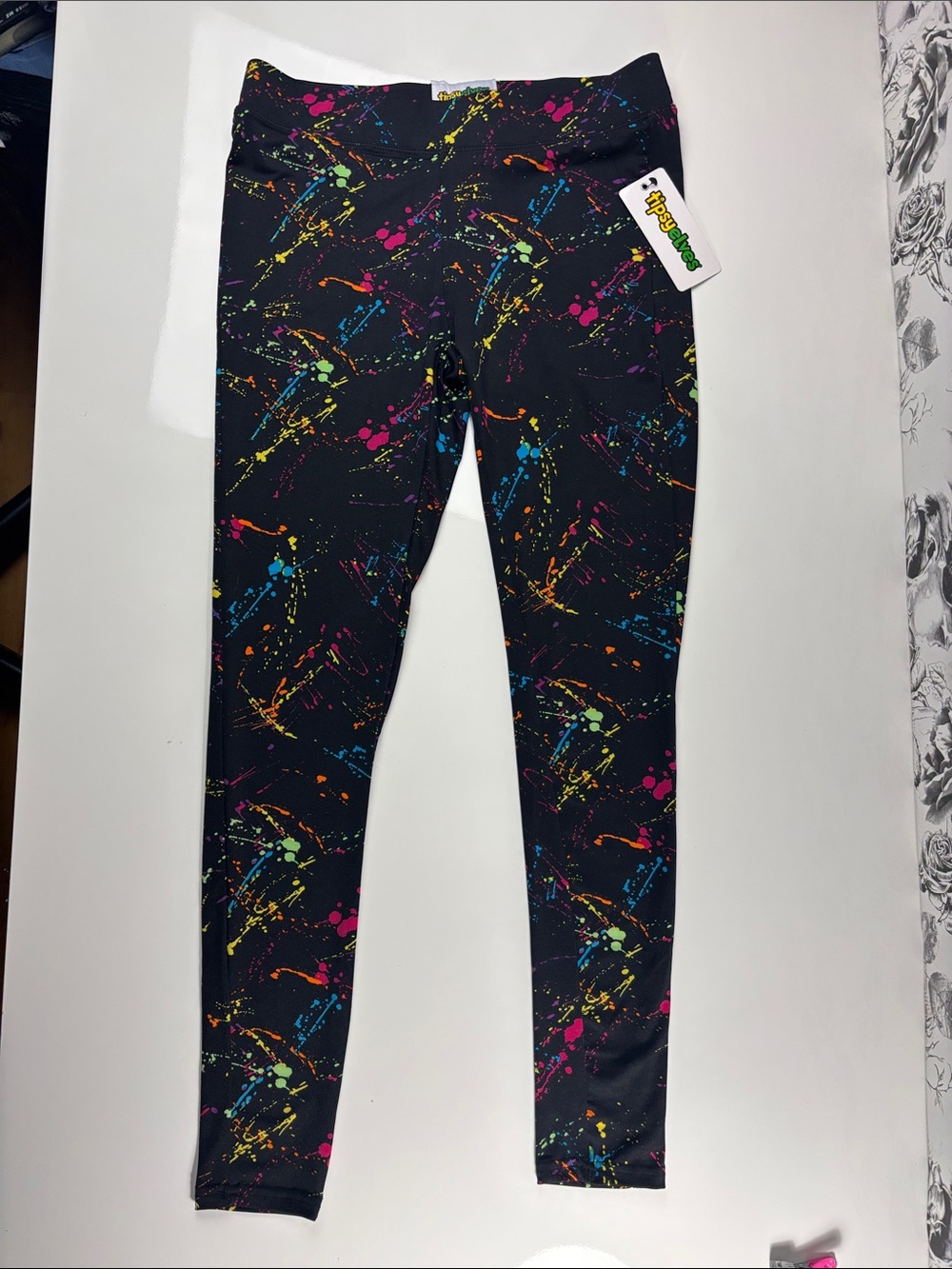NWT Tipsy Elves Splattered Leggings multi colored Small